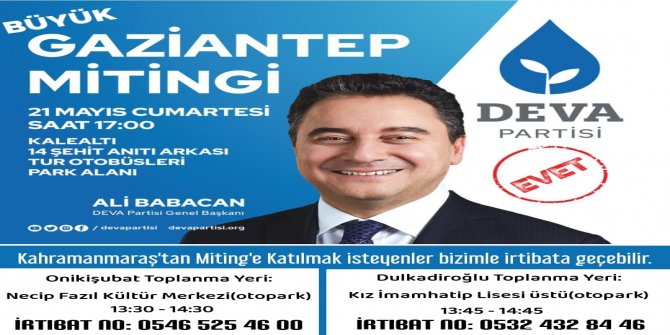 DEVA Partisi ilk mitingini Gaziantep'te yapacak